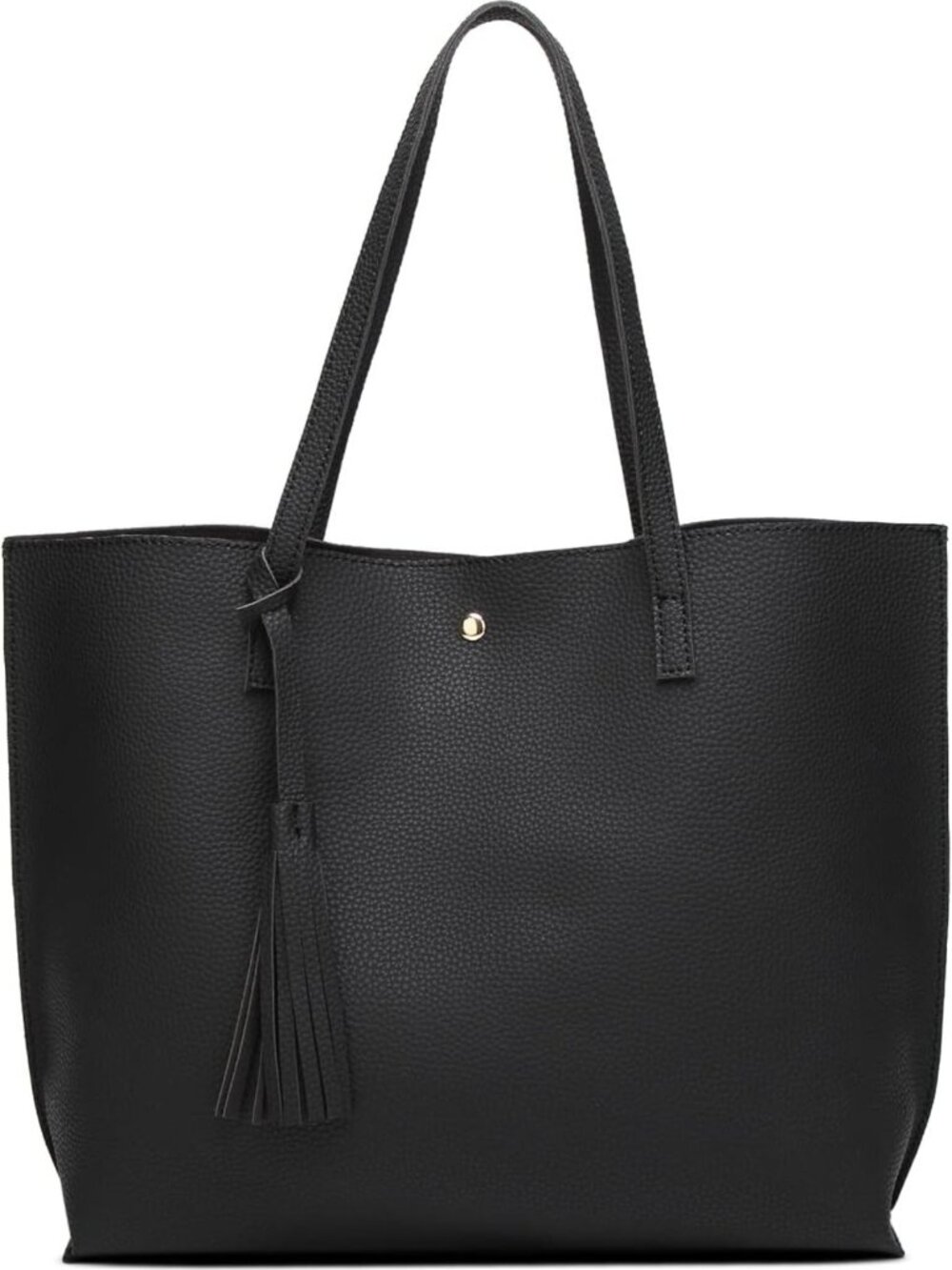Stylish Women's Soft Faux Leather Tote Bag - Big Capacity with Tassel Detail